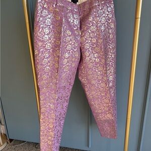 J. Crew Purple and Gold Floral Pants